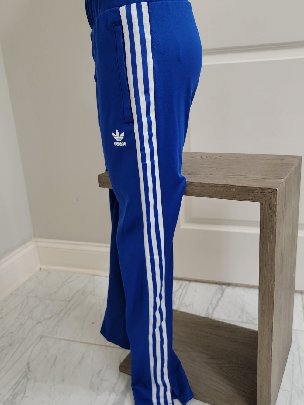 adidas Kids Blue Three-Stripe Track Pants